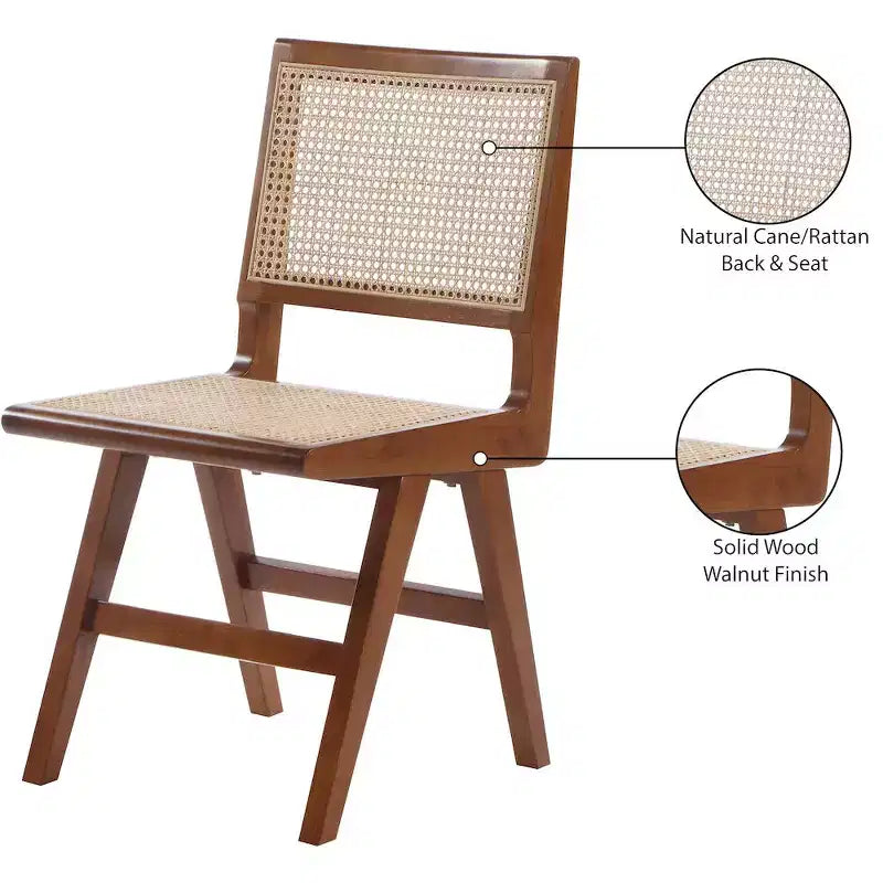 Meridian Furniture, Sedia laterale da pranzo Preston in legno di noce, Set da 2