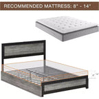 CuisinSmart Base letto con quattro cassetti portaoggetti, Letto a piattaforma con testiera e decorazione rivettata, Struttura con doghe in metallo