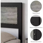 CuisinSmart Base letto con quattro cassetti portaoggetti, Letto a piattaforma con testiera e decorazione rivettata, Struttura con doghe in metallo