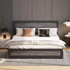 CuisinSmart Base letto con quattro cassetti portaoggetti, Letto a piattaforma con testiera e decorazione rivettata, Struttura con doghe in metallo