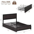 CuisinSmart Base letto con quattro cassetti portaoggetti, Letto a piattaforma con testiera e decorazione rivettata, Struttura con doghe in metallo