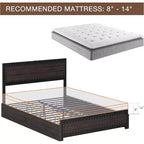 CuisinSmart Base letto con quattro cassetti portaoggetti, Letto a piattaforma con testiera e decorazione rivettata, Struttura con doghe in metallo