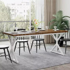 Tavolo da pranzo Dyonery in stile rustico per 6 persone, tavolo da pranzo rettangolare in legno da 70,8 pollici con gambe in metallo extra resistenti