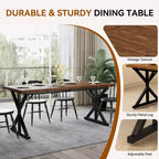 Tavolo da pranzo Dyonery in stile rustico per 6 persone, tavolo da pranzo rettangolare in legno da 70,8 pollici con gambe in metallo extra resistenti