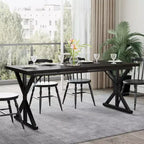 Tavolo da pranzo Dyonery in stile rustico per 6 persone, tavolo da pranzo rettangolare in legno da 70,8 pollici con gambe in metallo extra resistenti