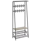 Appendiabiti, albero da ingresso 4 in 1, panca portascarpe con struttura in metallo, scaffale a 3 ripiani e 10 ganci per ingresso, corridoio, camera da letto