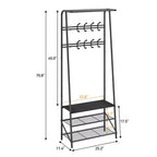 Appendiabiti, albero da ingresso 4 in 1, panca portascarpe con struttura in metallo, scaffale a 3 ripiani e 10 ganci per ingresso, corridoio, camera da letto