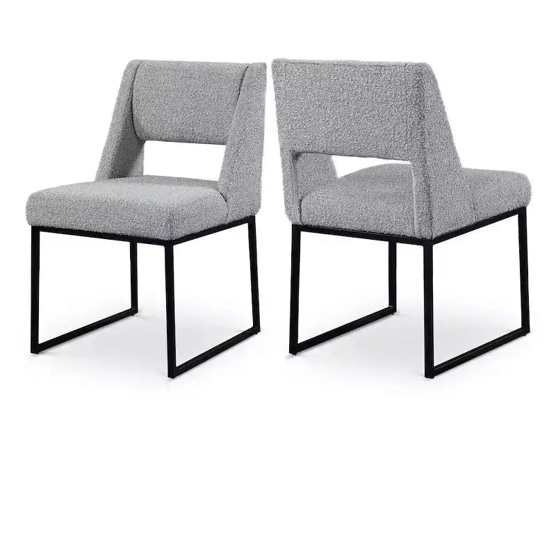 Meridian Furniture,Jayce Grey Boucle Fabric Dining Chair, Set of 2