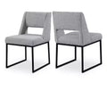 Meridian Furniture,Jayce Grey Boucle Fabric Dining Chair, Set of 2
