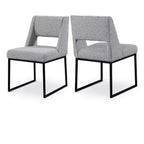Meridian Furniture,Jayce Grey Boucle Fabric Dining Chair, Set of 2