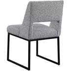Meridian Furniture, Sedia da pranzo Jayce in tessuto Bouclé grigio, Set da 2