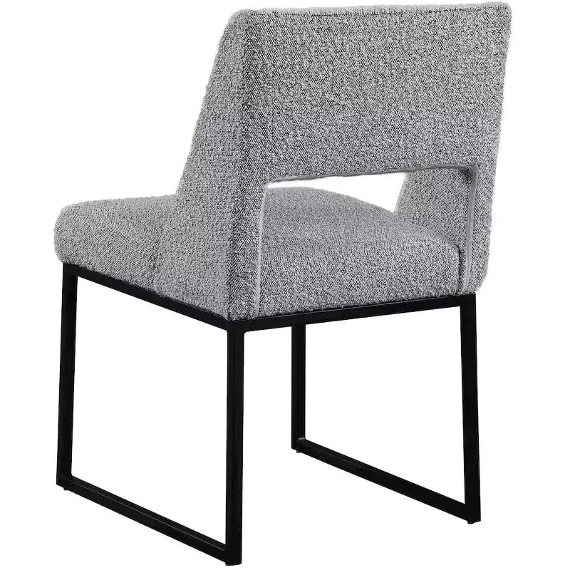 Meridian Furniture, Sedia da pranzo Jayce in tessuto Bouclé grigio, Set da 2