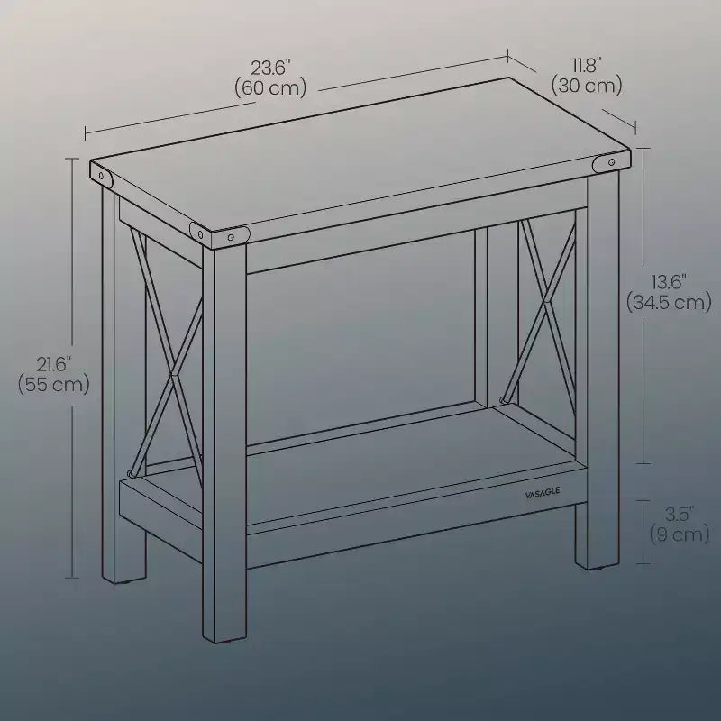 LEDREM Tavolino a 2 Livelli in Stile Rustico con Ripiano Inferiore, Comodino Compatto per Soggiorno e Camera da Letto, Tavolino da Notte per Piccoli Spazi, Marrone Miele