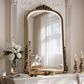 40x28 Wall Mirror, Arched Beaded Mirror with Metal Frame, Decorative Bathroom Vanity Mirror for Entryway, Bedroom, or Living Room