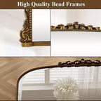 Specchio da parete 40x28, Specchio ad arco con perline e cornice in metallo, Specchio decorativo da bagno per ingresso, camera da letto o soggiorno