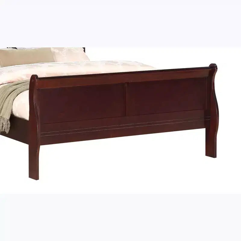Okak 80 King Sleigh Bed, letto in legno massello per ragazzi con testiera/pediera, design a basso profilo sicuro per la camera dei bambini, ciliegio