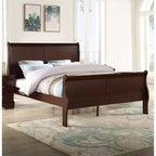 Okak 80 King Sleigh Bed, letto in legno massello per ragazzi con testiera/pediera, design a basso profilo sicuro per la camera dei bambini, ciliegio