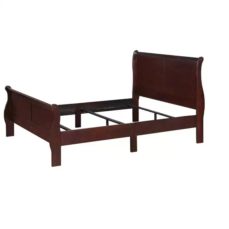 Okak 80 King Sleigh Bed, letto in legno massello per ragazzi con testiera/pediera, design a basso profilo sicuro per la camera dei bambini, ciliegio