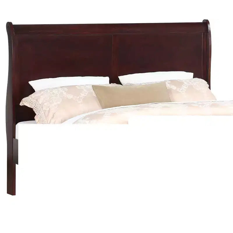 Okak 80 King Sleigh Bed, letto in legno massello per ragazzi con testiera/pediera, design a basso profilo sicuro per la camera dei bambini, ciliegio