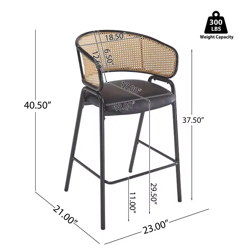 Christopher Knight Home Astrid Sgabelli da bar imbottiti in ecopelle e rattan contemporanei (set da 2)