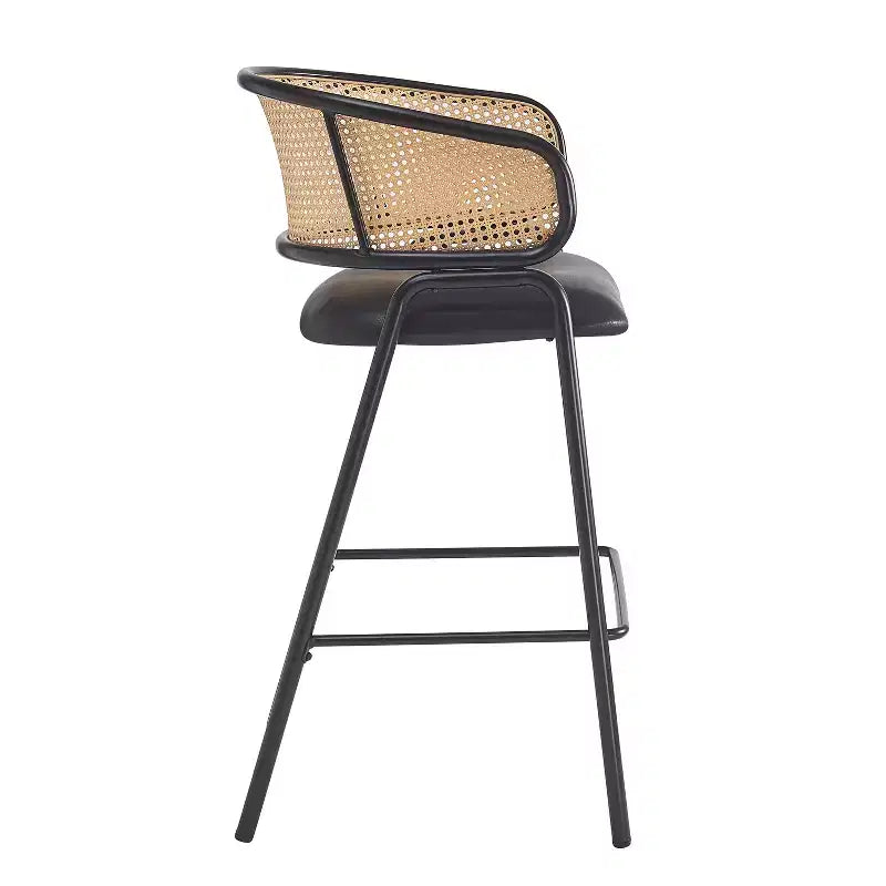 Christopher Knight Home Astrid Sgabelli da bar imbottiti in ecopelle e rattan contemporanei (set da 2)
