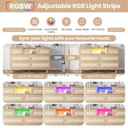 Cassettiera in Rattan Naturale a 6 Cassetti - 120L x 40P x 80A cm con Luce LED e Stazione di Ricarica, Cassettiera Stile Fattoria per Camera da Letto/Soggiorno/Cameretta
