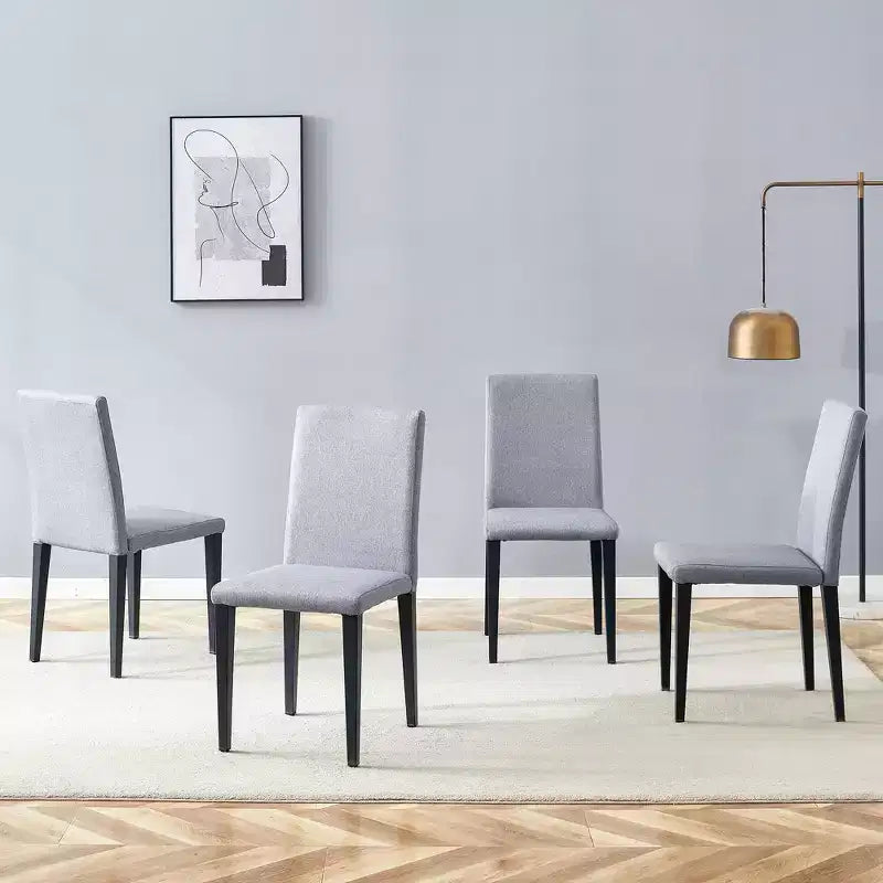 Set of 4 Dining Chair Dinner Chair Armless Chairs with Padded Seat, Black/Light Gray - Modernluxe