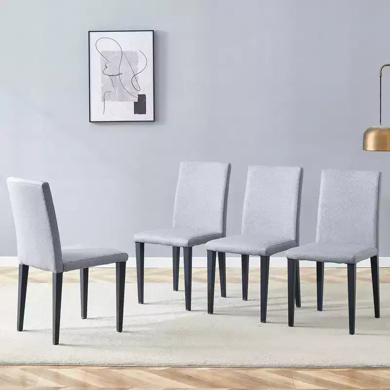 Set di 4 sedie da pranzo senza braccioli con sedile imbottito, nero/grigio chiaro - Modernluxe