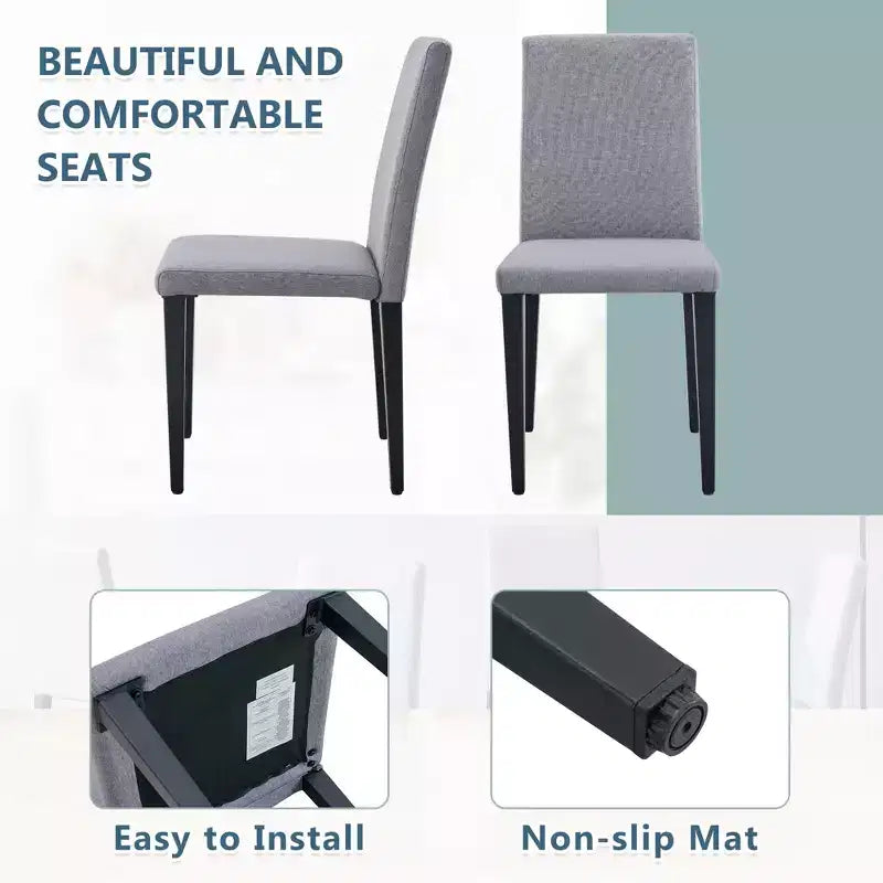 Set di 4 sedie da pranzo senza braccioli con sedile imbottito, nero/grigio chiaro - Modernluxe