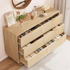 Cassettiera a 6 cassetti in rattan, comò moderno con gambe e maniglie, cassettiera doppia e ampia con design antiribaltamento per camera da letto, soggiorno