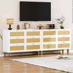 Cassettiera a 6 cassetti in rattan, comò moderno con gambe e maniglie, cassettiera doppia e ampia con design antiribaltamento per camera da letto, soggiorno