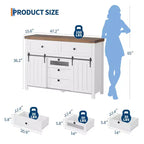 Mobile buffet rustico, credenza con 5 cassetti e ante scorrevoli a fienile, mobile bar in legno con ripiano regolabile