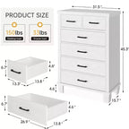Comò per Camera da Letto con 6 Cassetti, Cassettiera Alta 45 con Spazio Contenitivo, Cassettiera Grande per Armadio, Mobile Contenitore in Legno per Ingresso