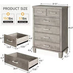 Comò per Camera da Letto con 6 Cassetti, Cassettiera Alta 45 con Spazio Contenitivo, Cassettiera Grande per Armadio, Mobile Contenitore in Legno per Ingresso