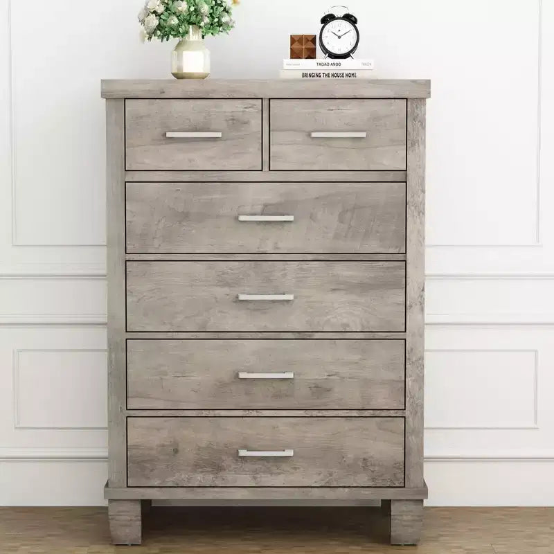 Dresser for Bedroom with 6 Drawers, 45 Tall Chests of Drawers w/Storage, Large Drawer Dresser for Closet, Wooden Storage Cabinet for Entryway