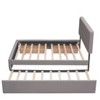 Letto Imbottito con 2 Cassetti e 1 Letto Estraibile Twin XL in Lino Queen Size - Beige Scuro