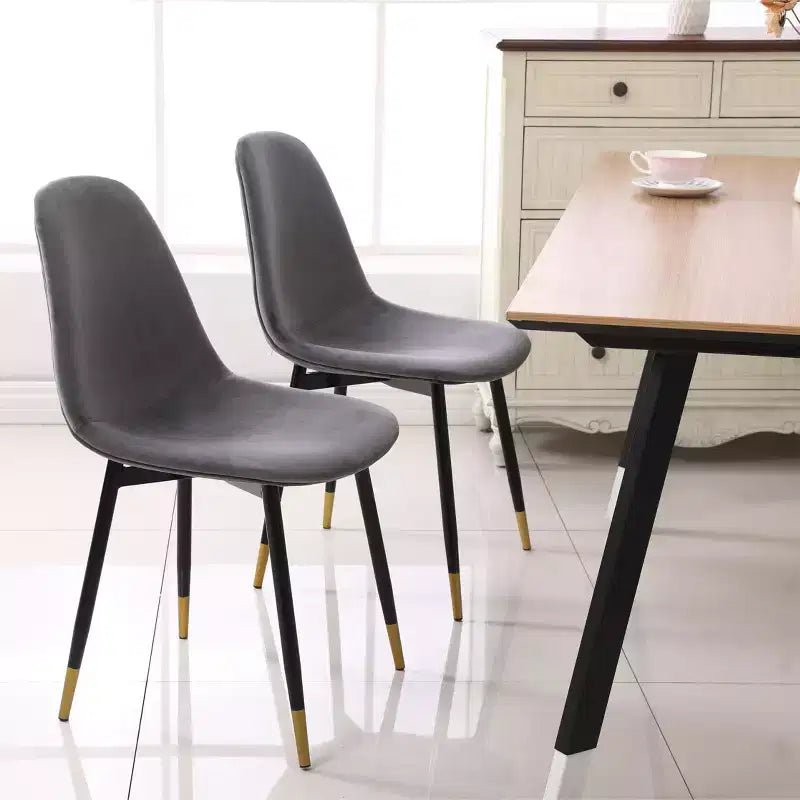 Okak Sedie da Pranzo Moderne in Tessuto, Set da 4, Imbottite con Schienale a Cucchiaio e Gambe Angolate in Metallo, Sedie Laterali per Cucina e Sala da Pranzo