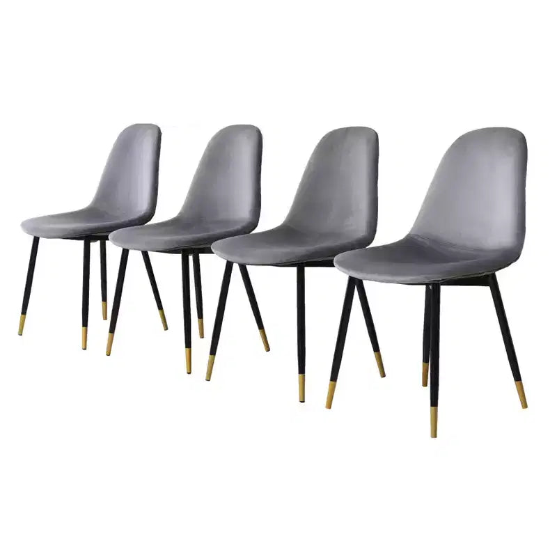 Okak Sedie da Pranzo Moderne in Tessuto, Set da 4, Imbottite con Schienale a Cucchiaio e Gambe Angolate in Metallo, Sedie Laterali per Cucina e Sala da Pranzo