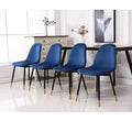 Okak Modern Fabric Dining Chairs Set of 4, Upholstered with Spoon Back & Angled Metal Legs, Kitchen Dining Room Side Chairs