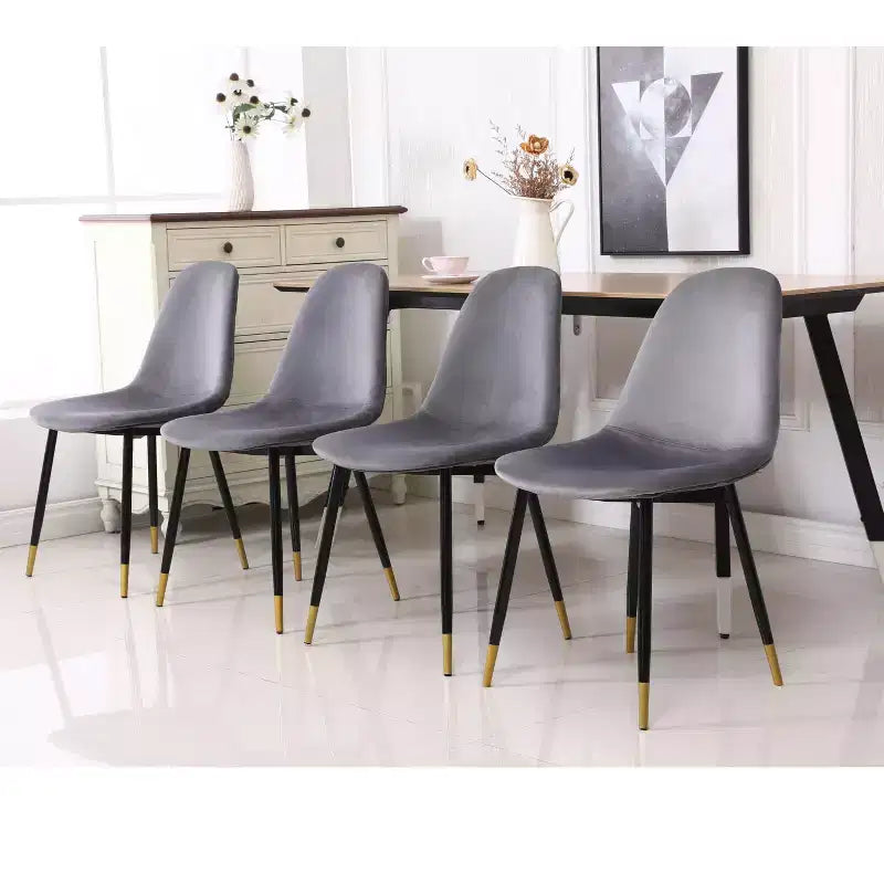 Okak Sedie da Pranzo Moderne in Tessuto, Set da 4, Imbottite con Schienale a Cucchiaio e Gambe Angolate in Metallo, Sedie Laterali per Cucina e Sala da Pranzo