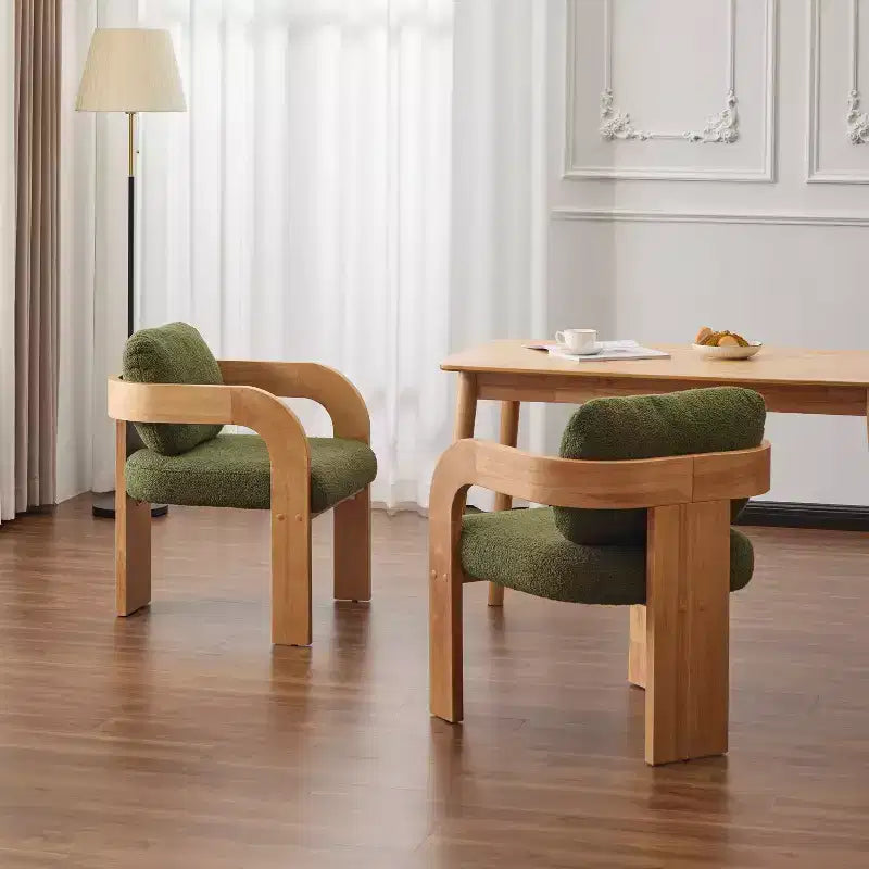 Okak Sedie da Pranzo Moderne con Schienale Imbottito Set da 2, Struttura in Legno Massello, Poltroncine in Tessuto per Soggiorno/Sala da Pranzo