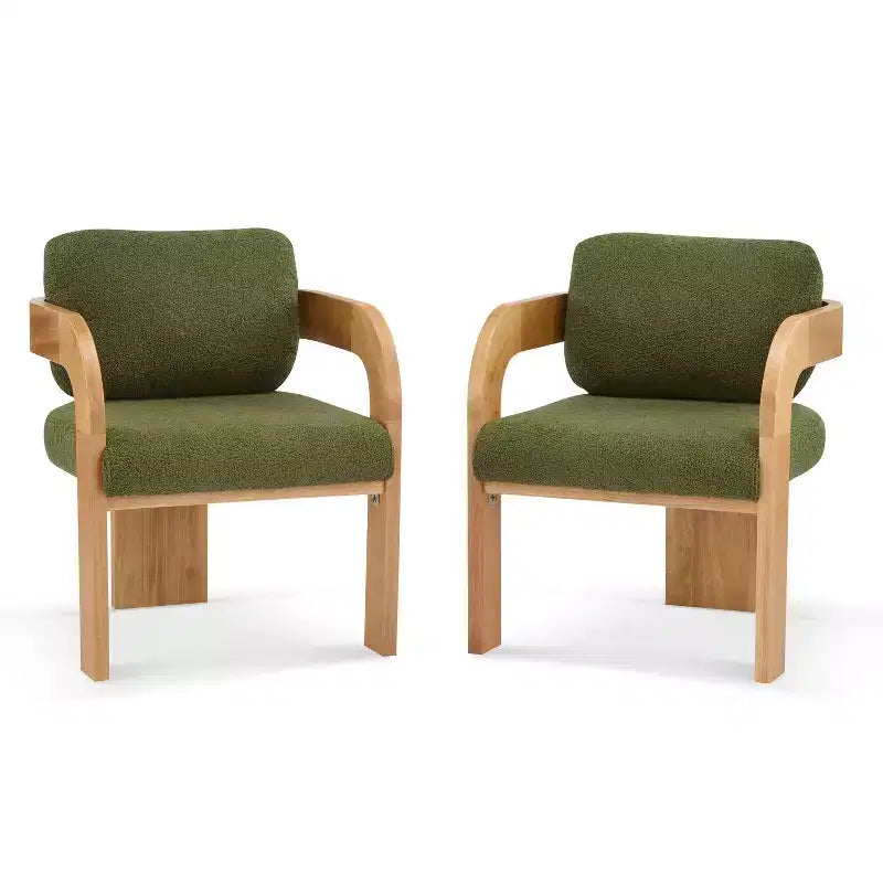 Okak Sedie da Pranzo Moderne con Schienale Imbottito Set da 2, Struttura in Legno Massello, Poltroncine in Tessuto per Soggiorno/Sala da Pranzo