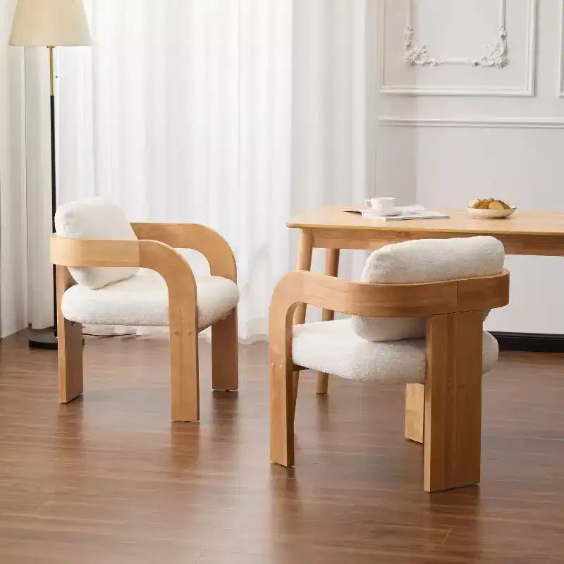 Okak Sedie da Pranzo Moderne con Schienale Imbottito Set da 2, Struttura in Legno Massello, Poltroncine in Tessuto per Soggiorno/Sala da Pranzo