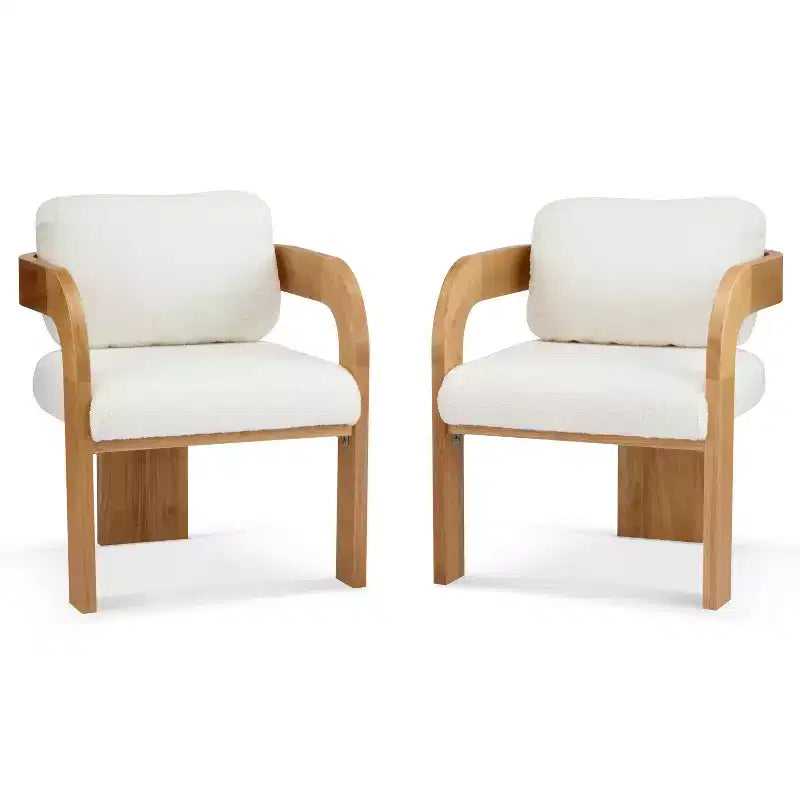 Okak Sedie da Pranzo Moderne con Schienale Imbottito Set da 2, Struttura in Legno Massello, Poltroncine in Tessuto per Soggiorno/Sala da Pranzo