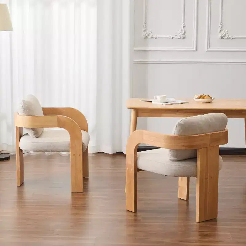 Okak Sedie da Pranzo Moderne con Schienale Imbottito Set da 2, Struttura in Legno Massello, Poltroncine in Tessuto per Soggiorno/Sala da Pranzo