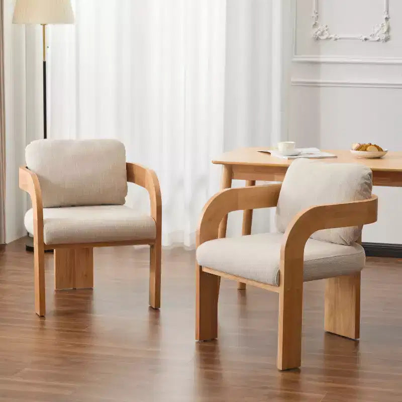 Okak Sedie da Pranzo Moderne con Schienale Imbottito Set da 2, Struttura in Legno Massello, Poltroncine in Tessuto per Soggiorno/Sala da Pranzo