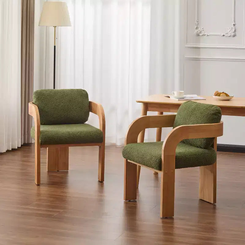 Okak Sedie da Pranzo Moderne con Schienale Imbottito Set da 2, Struttura in Legno Massello, Poltroncine in Tessuto per Soggiorno/Sala da Pranzo