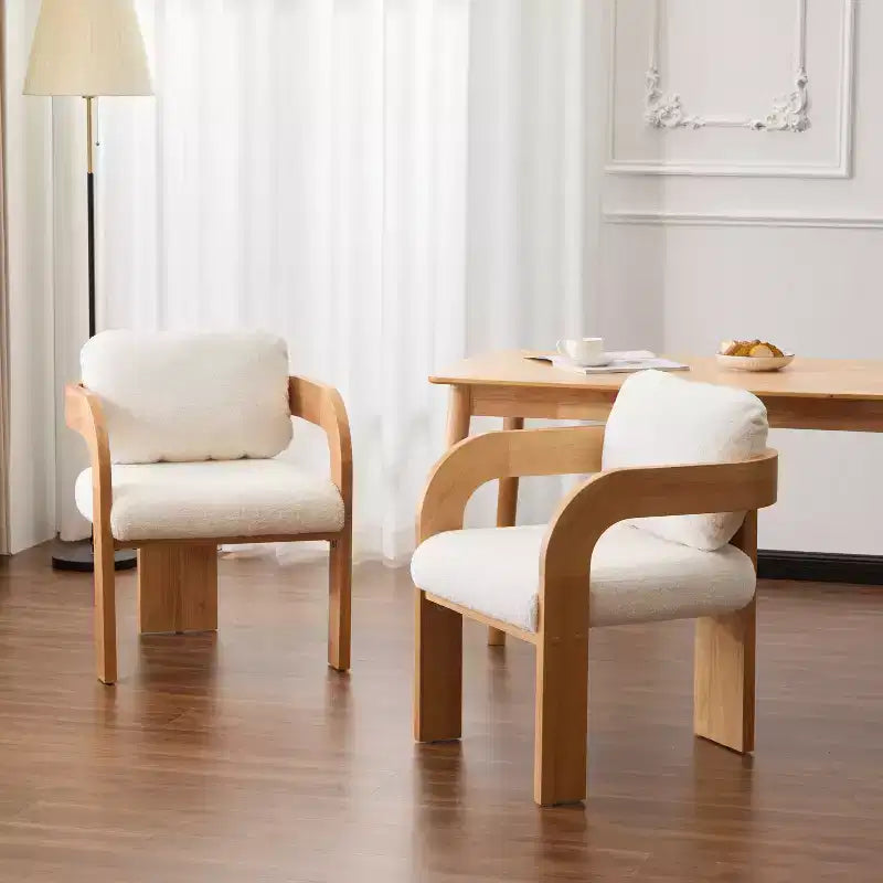 Okak Sedie da Pranzo Moderne con Schienale Imbottito Set da 2, Struttura in Legno Massello, Poltroncine in Tessuto per Soggiorno/Sala da Pranzo