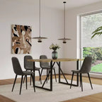 Sedie da pranzo moderne con rivestimento in pelle scamosciata a forma di cucchiaio, set da 4, per cucina/sala da pranzo