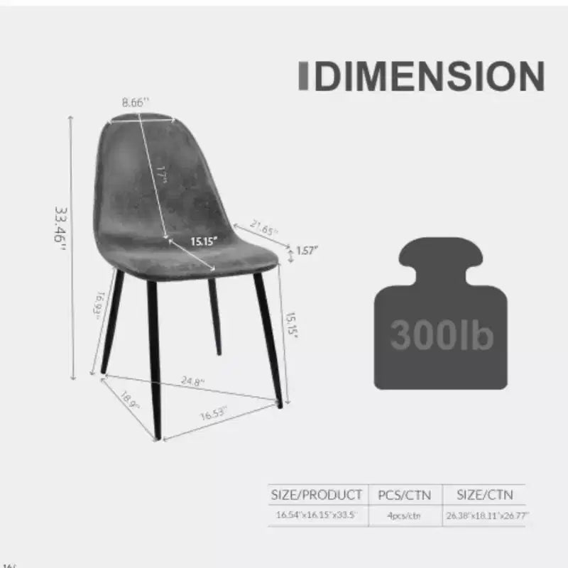 Sedie da pranzo moderne con rivestimento in pelle scamosciata a forma di cucchiaio, set da 4, per cucina/sala da pranzo